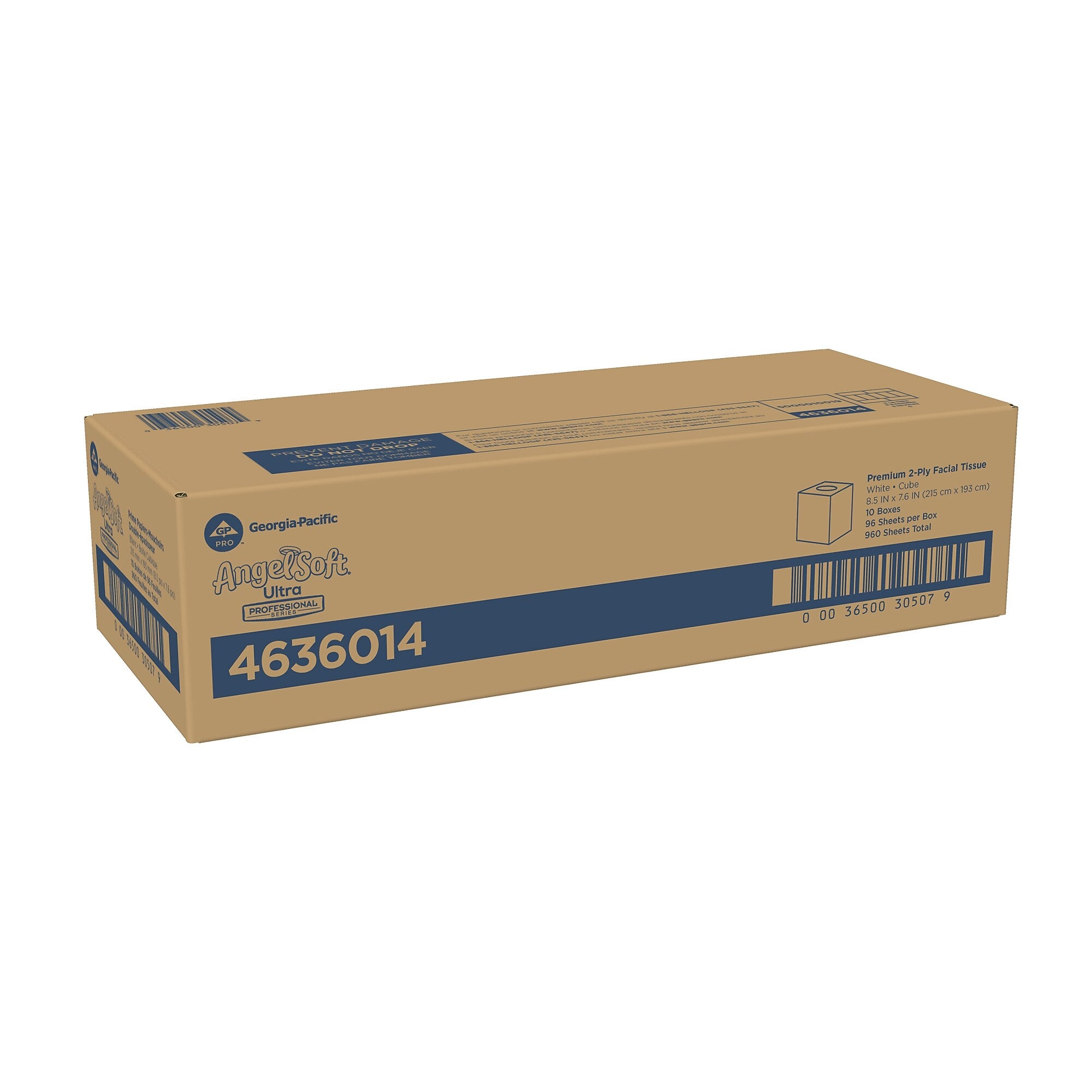 Angel Soft Ultra Professional Series Standard Facial Tissue, 2-Ply, 96 Sheets/Box, 10 Boxes/Pack