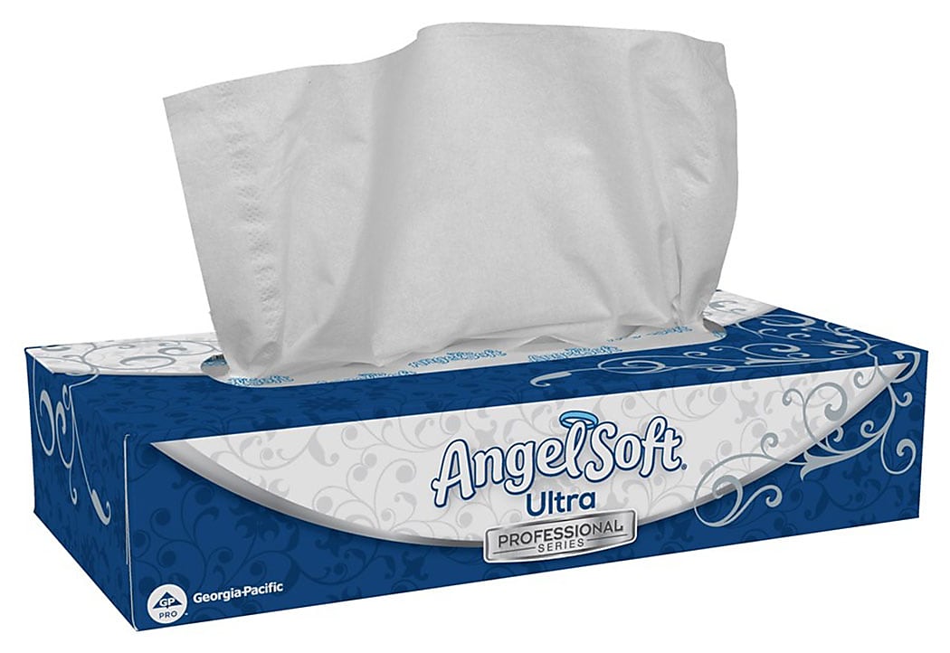 Angel Soft Ultra Professional Series Standard Facial Tissues, 2-Ply, 125 Sheets/Box, 10 Boxes/Pack
