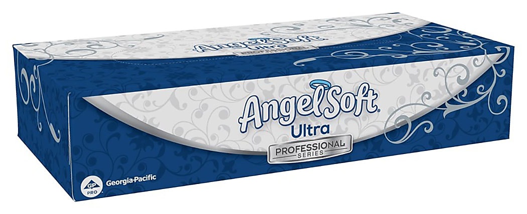 Angel Soft Ultra Professional Series Standard Facial Tissues, 2-Ply, 125 Sheets/Box, 10 Boxes/Pack