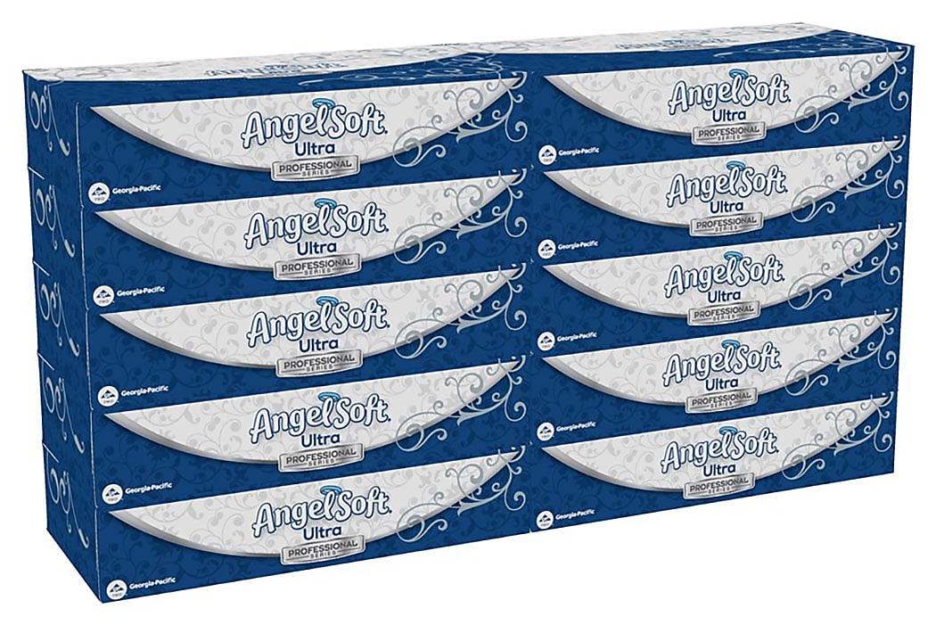 Angel Soft Ultra Professional Series Standard Facial Tissues, 2-Ply, 125 Sheets/Box, 10 Boxes/Pack