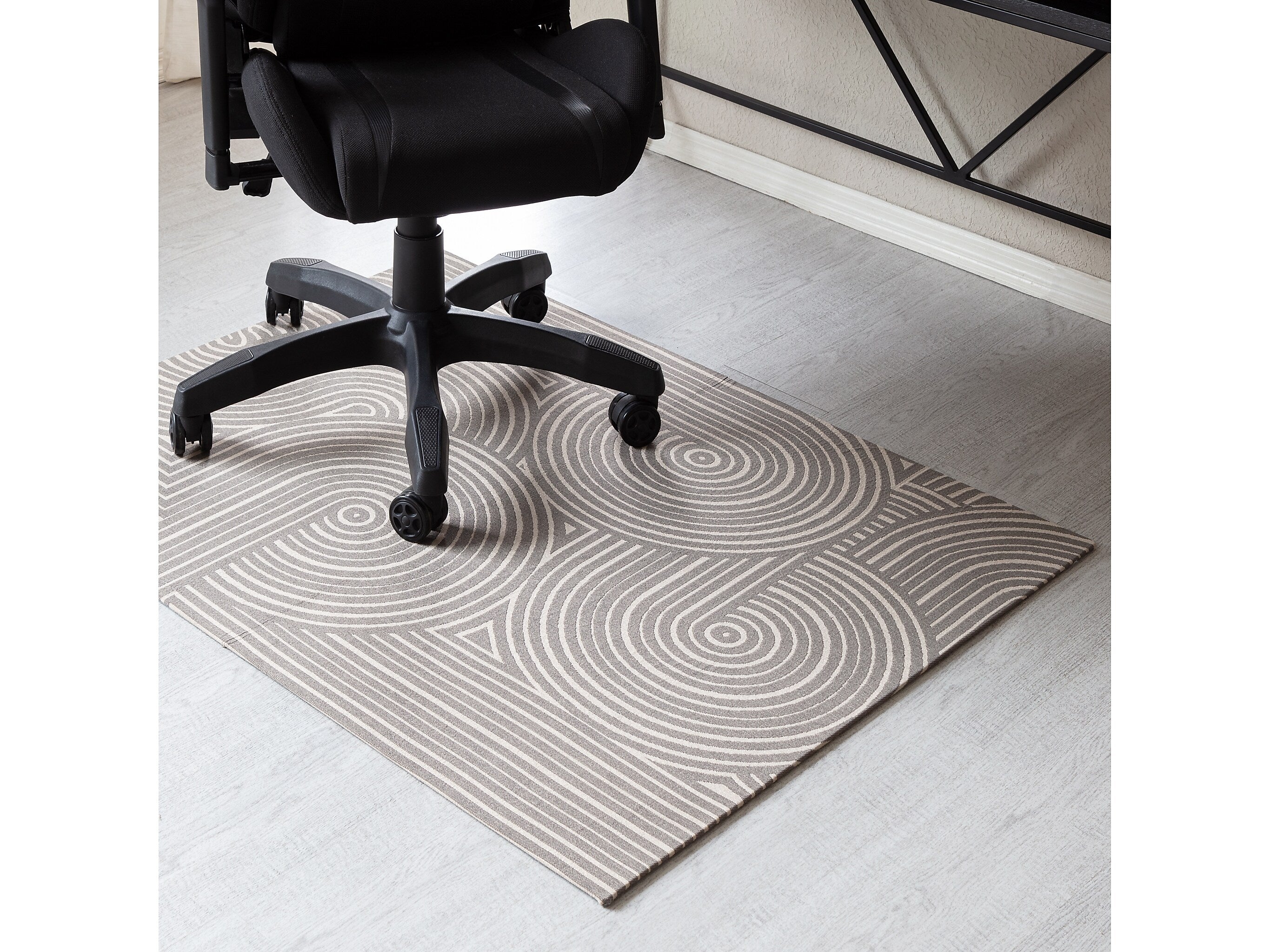 Anji Mountain Rug'd Brixey Carpet & Hard Floor Chair Mat, 36" x 48", Beige/Gray