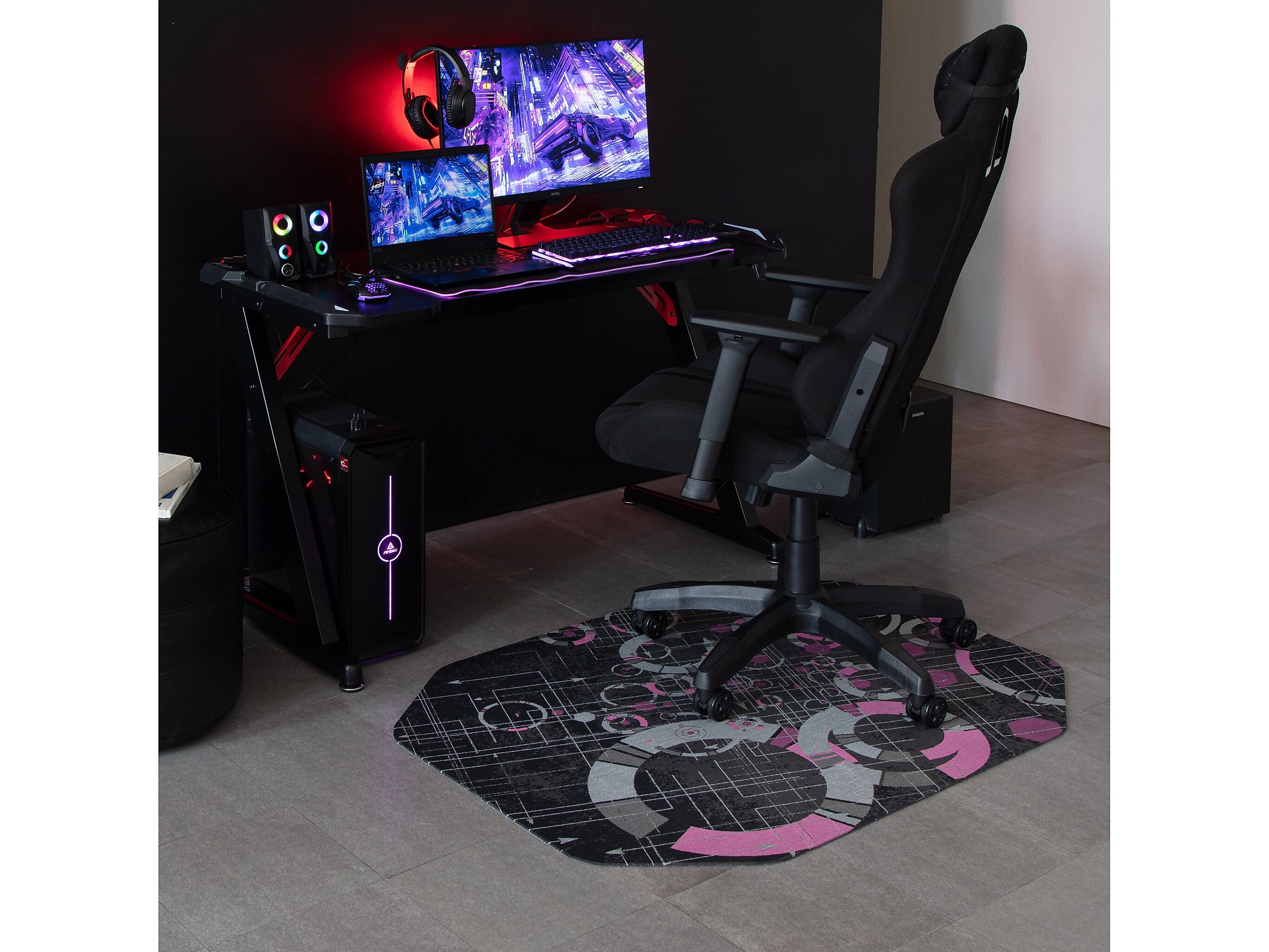 Anji Mountain Rug'd Refracted Carpet & Hard Floor Gaming Chair Mat, 36