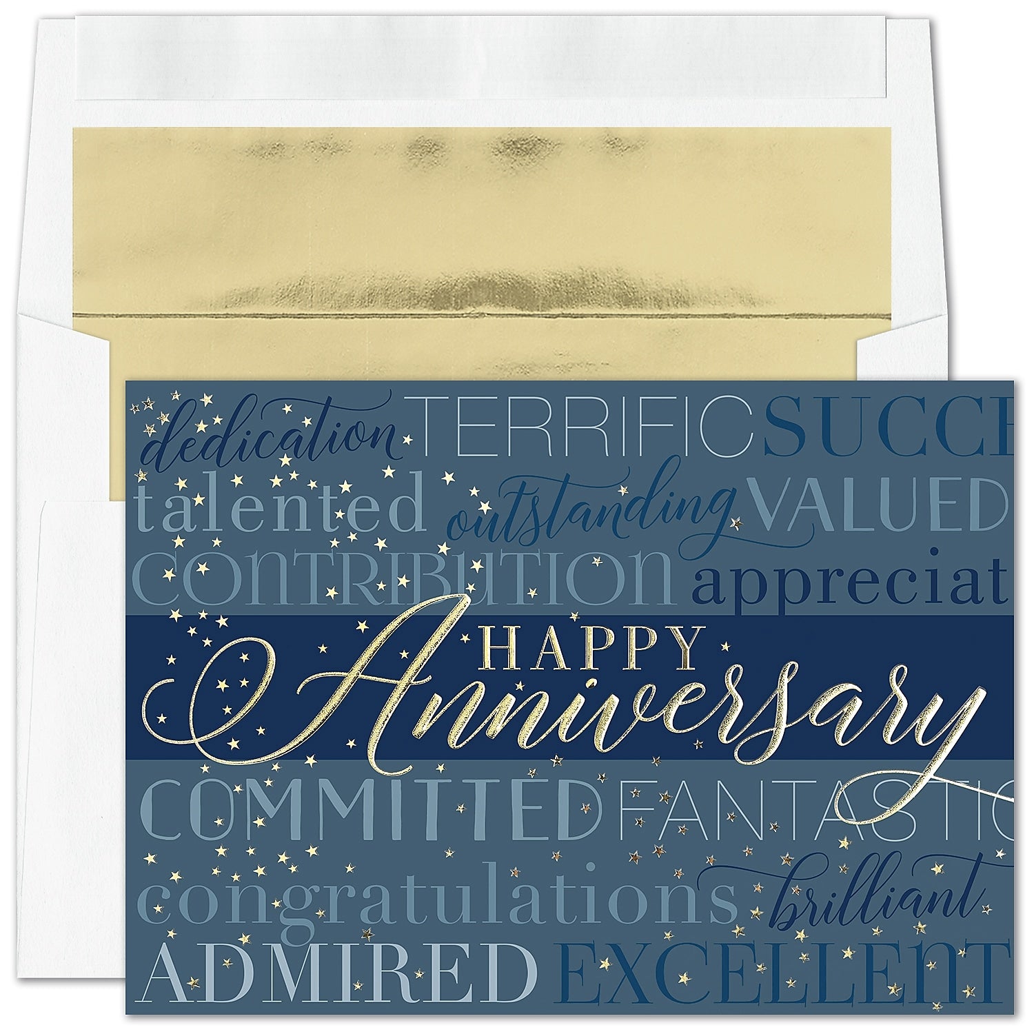 "Anniversary Characteristics" Anniversary Card w/ Gold Lined White Envelope, 100/BX