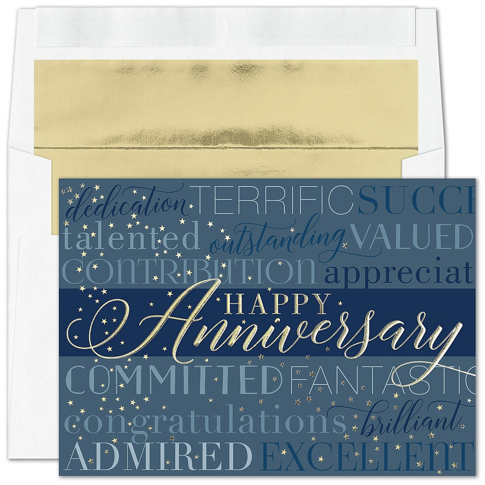 "Anniversary Characteristics" Anniversary Card w/ Gold Lined White Envelope, 100/BX