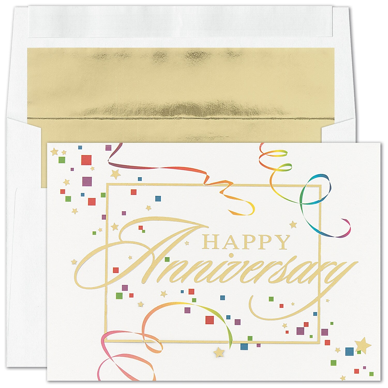 "Anniversary Gala" Card w/ Gold Lined White Envelope, 100/BX