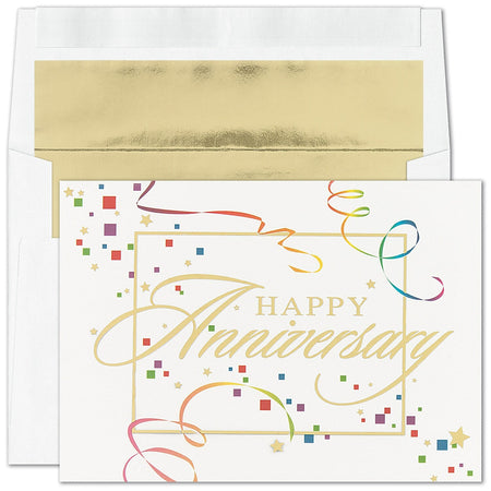 "Anniversary Gala" Card w/ Gold Lined White Envelope, 100/BX