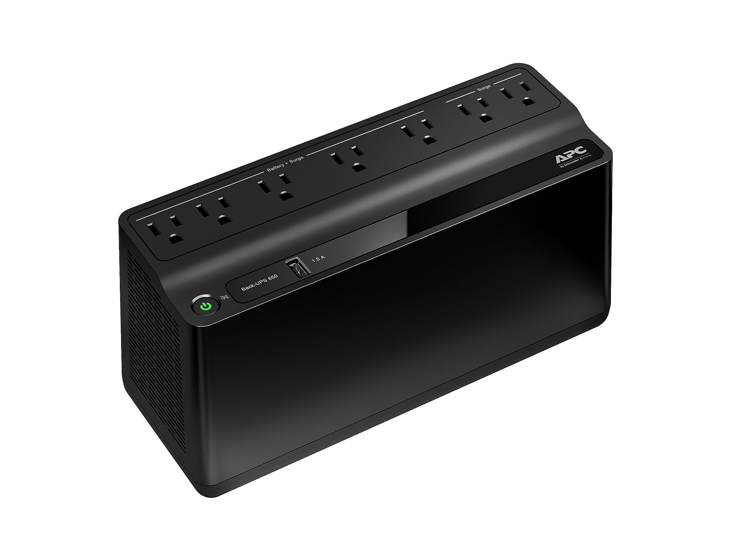 APC Back-UPS 650VA Battery Backup & Surge Protector, 7-Outlets, Black