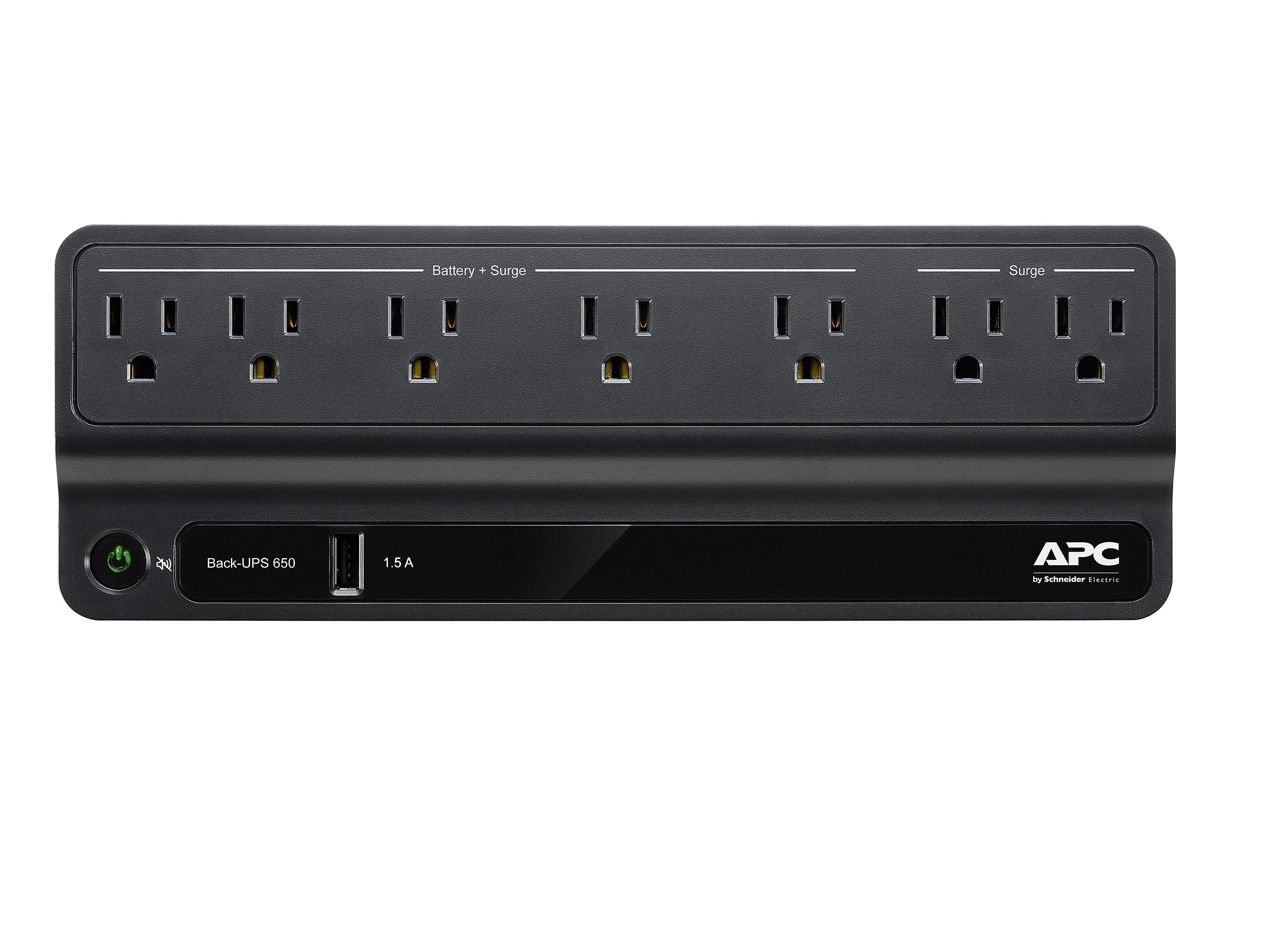 APC Back-UPS 650VA Battery Backup & Surge Protector, 7-Outlets, Black