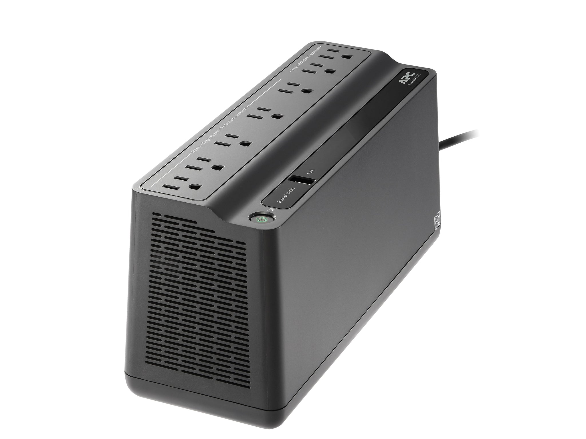 APC Back-UPS 650VA Battery Backup & Surge Protector, 7-Outlets, Black