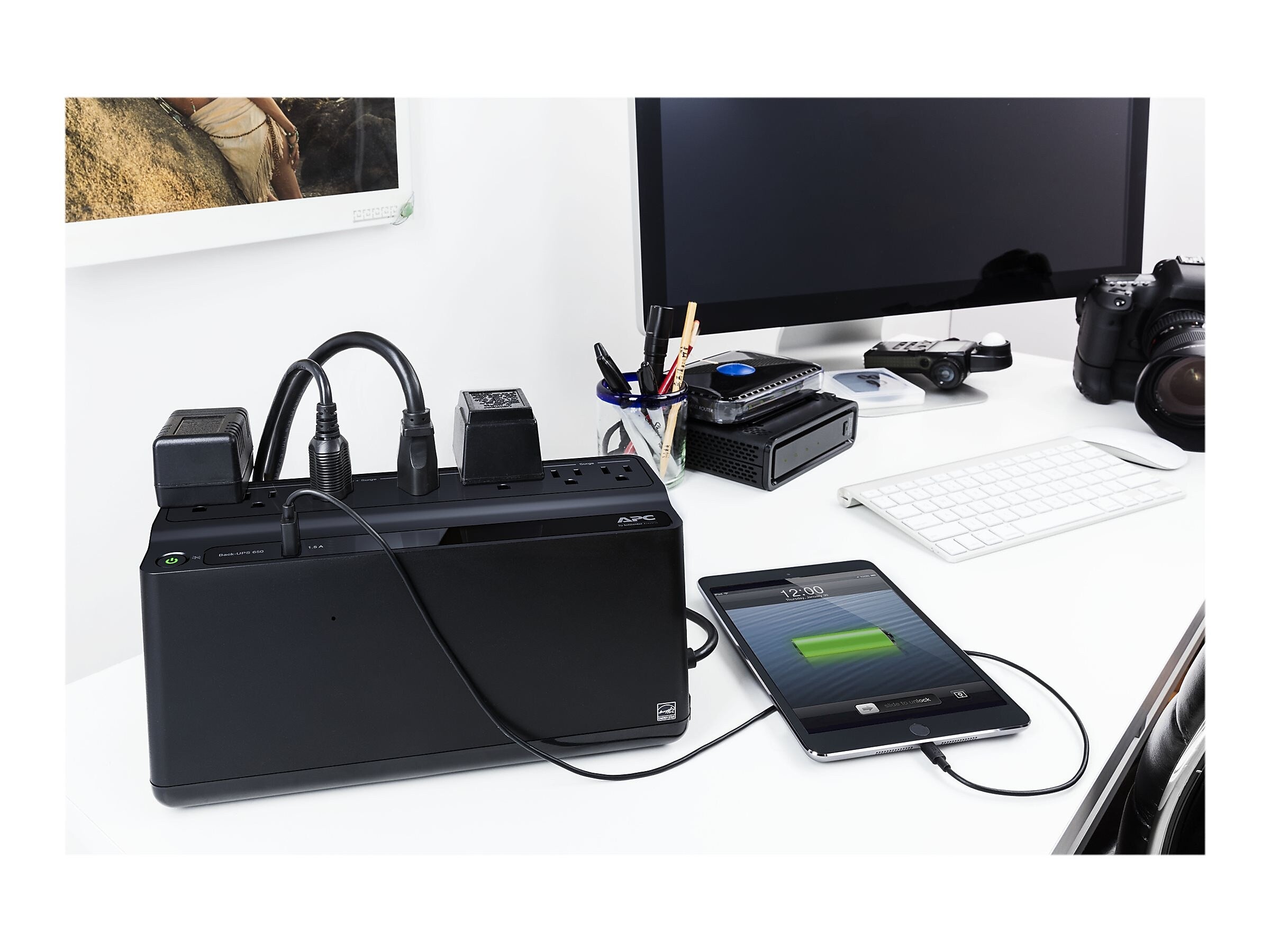 APC Back-UPS 650VA Battery Backup & Surge Protector, 7-Outlets, Black