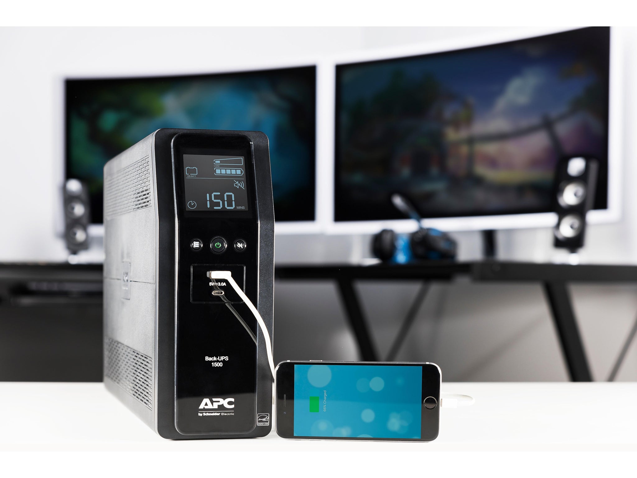 APC Back-UPS Pro BN UPS, 1500VA, 10 Outlets, 2 USB Charging Ports, AVR, LCD interface Black