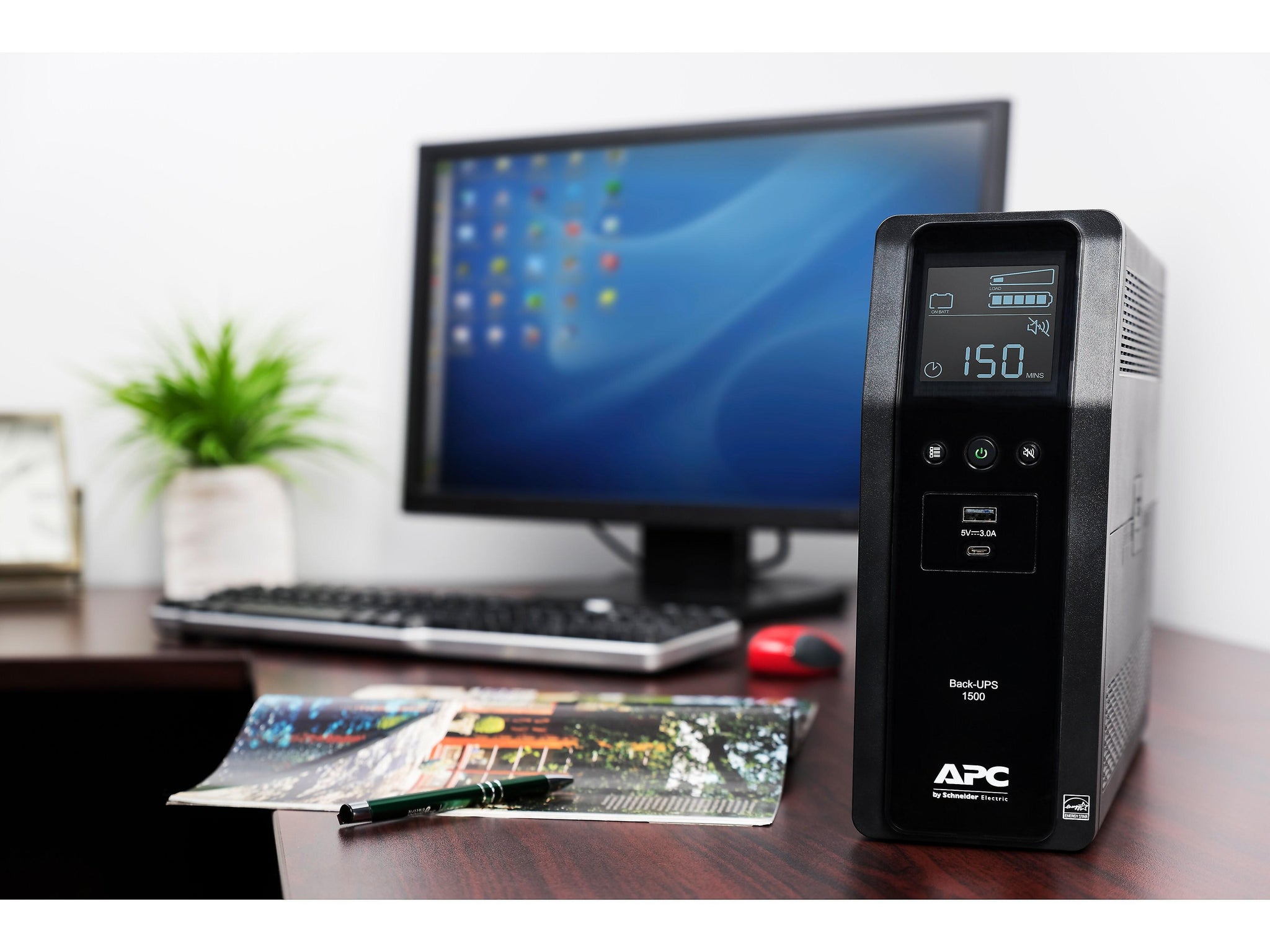 APC Back-UPS Pro BN UPS, 1500VA, 10 Outlets, 2 USB Charging Ports, AVR, LCD interface Black