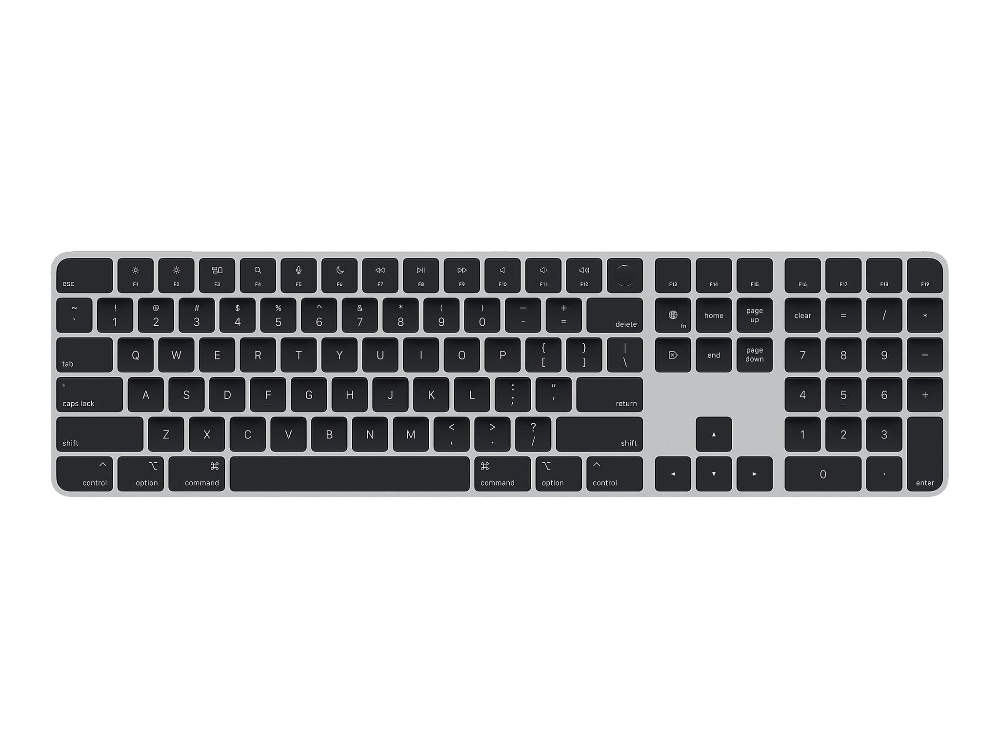 Apple Magic Keyboard with Touch ID and Numeric Keypad Wireless, Silver/Black Keys