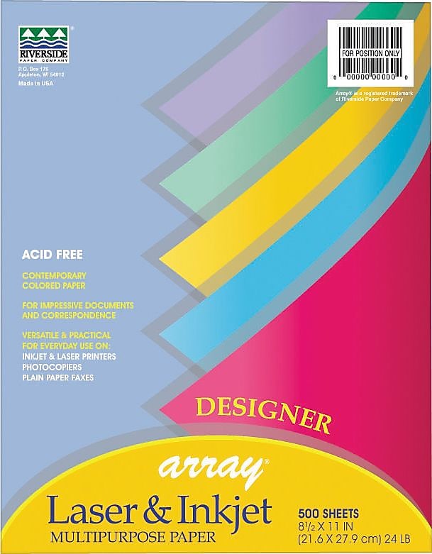 Array Recycled Designer Colored Paper, 24 lbs., 8.5
