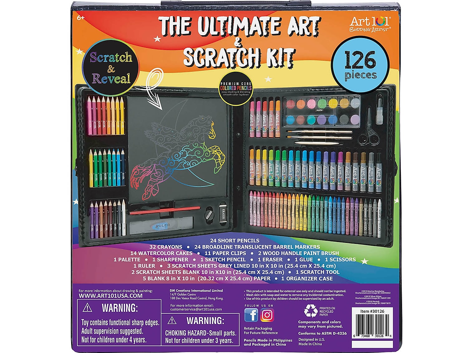 Art 101 Budding Artist Ultimate Art and Scratch Art Kit, Assorted Colors, 126 Pieces