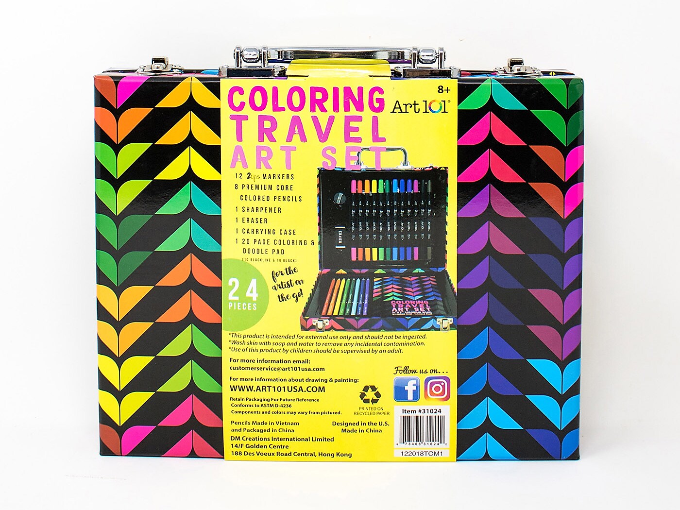 Art 101 Coloring Travel Art Set, Assorted Colors, 24 Pieces