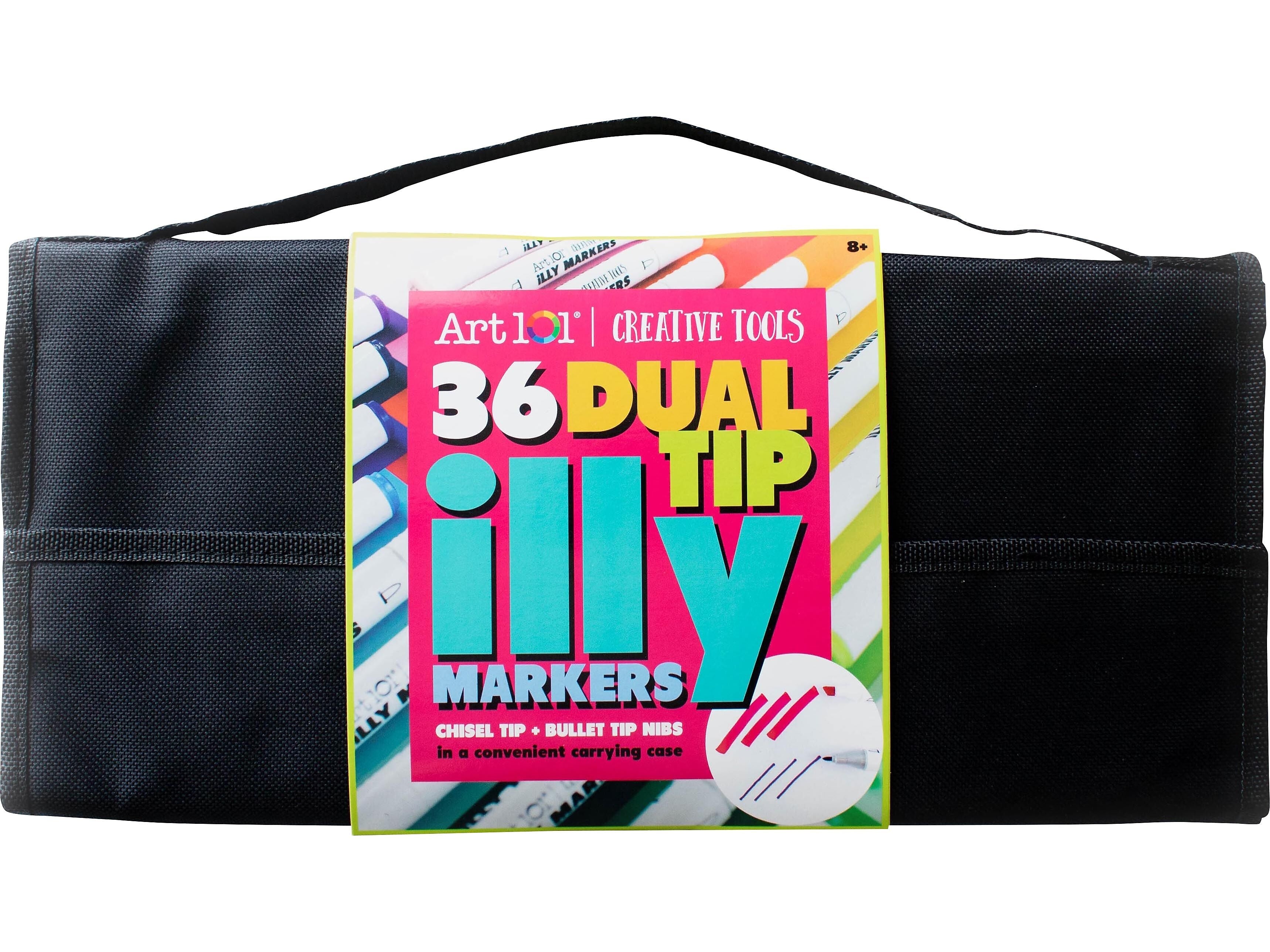 Art 101 Creative Tools Dual-Tip Illy Markers, Chisel/Bullet Point, Assorted Colors, 36/Set