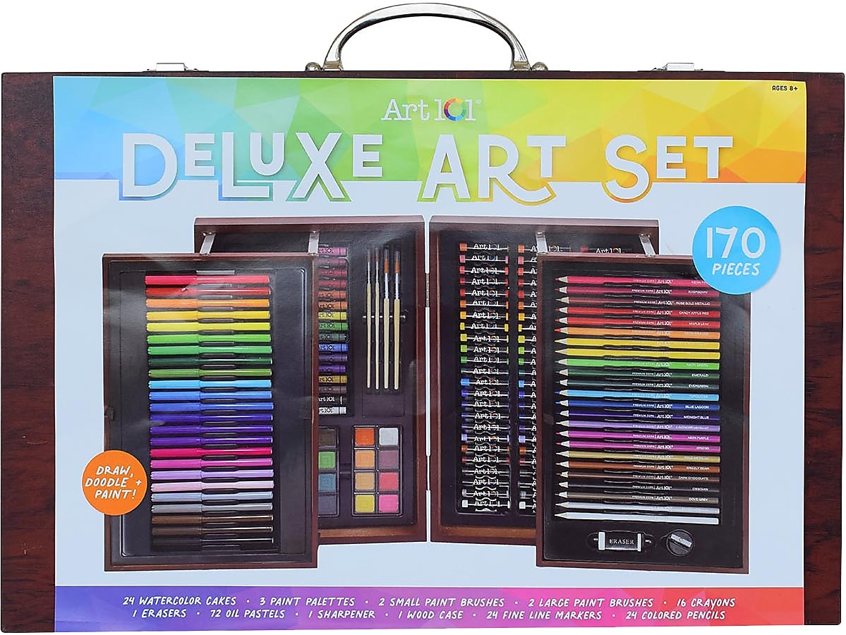 Art 101 Deluxe Classic Drawing Kit, Brown, 170 Pieces