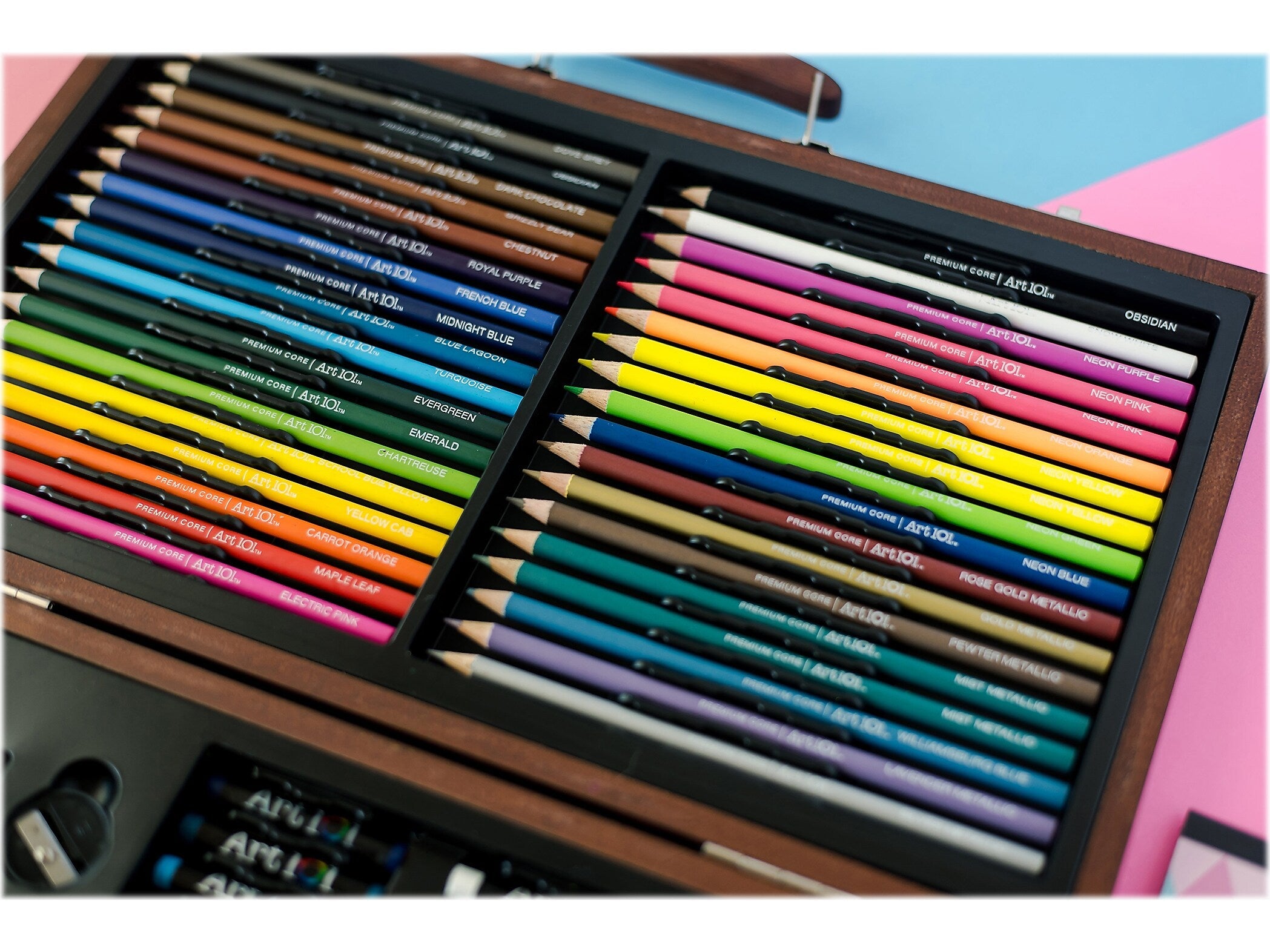 Art 101 Draw and Color Art Set, Assorted Colors, 106 Pieces