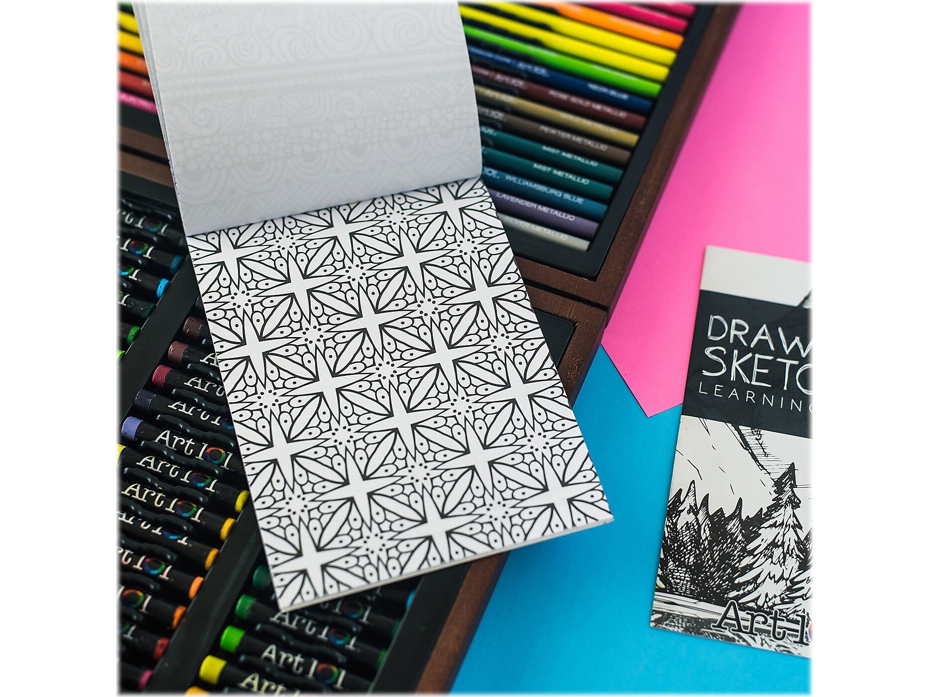 Art 101 Draw and Color Art Set, Assorted Colors, 106 Pieces