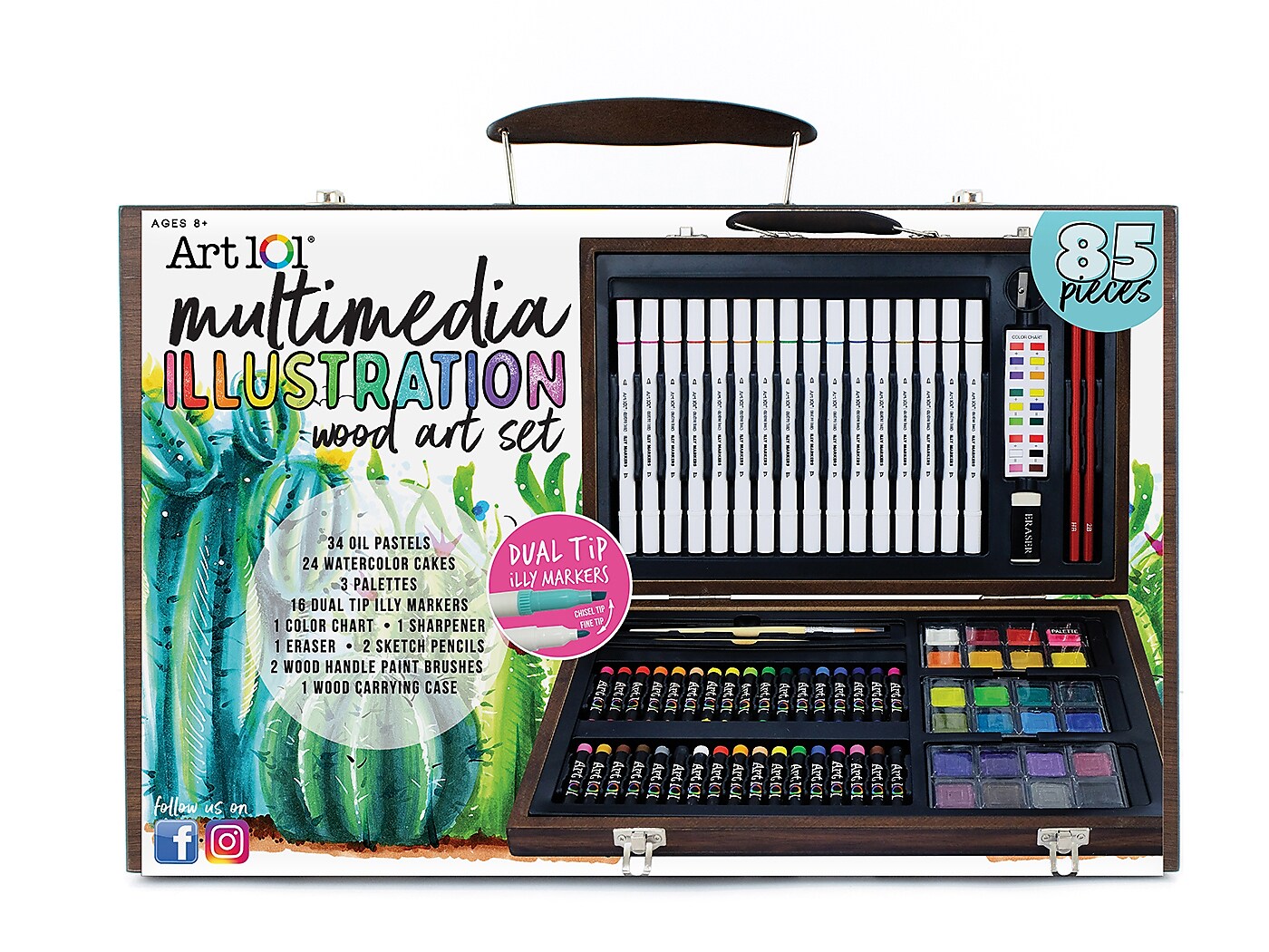 Art 101 Multimedia Illustration Art Set, Assorted Colors, 85 Pieces
