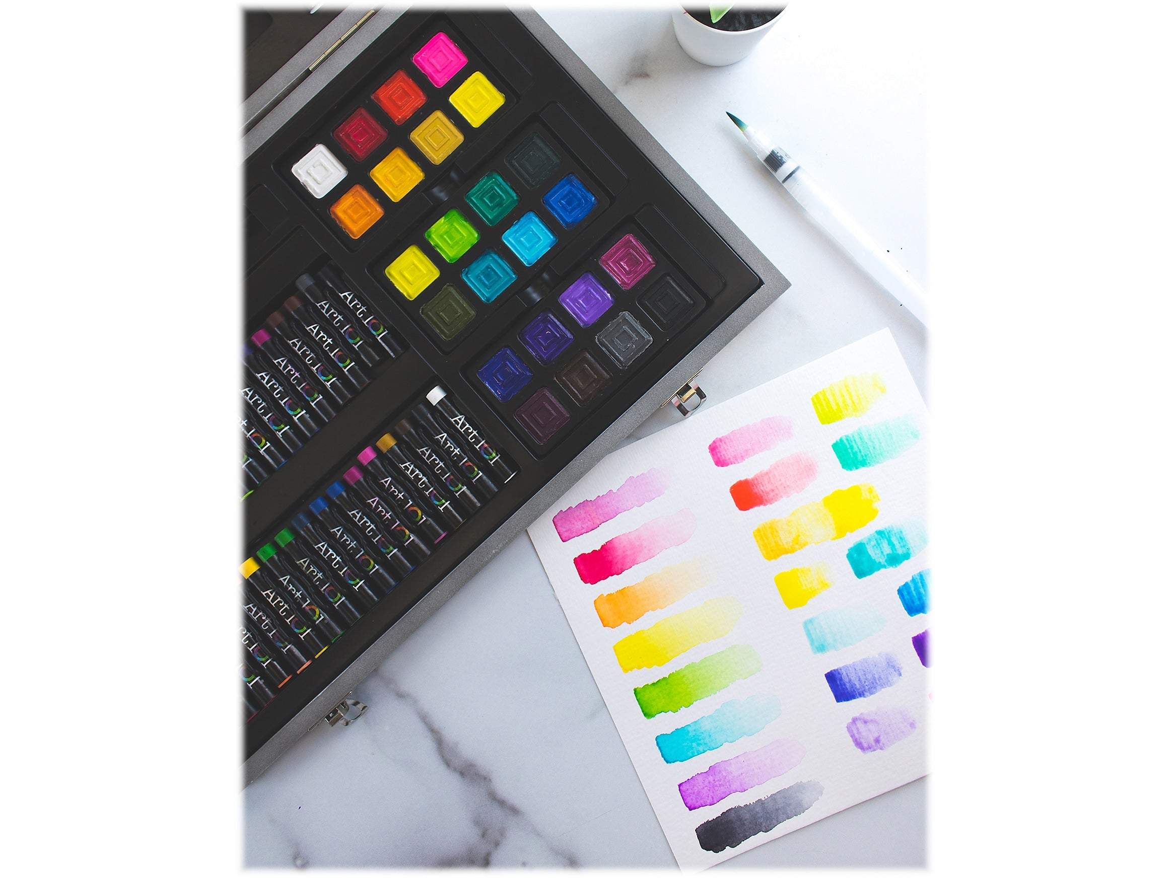 Art 101 Watercolor Draw and Sketch Drawing Kit, Assorted Colors, 88 Pieces