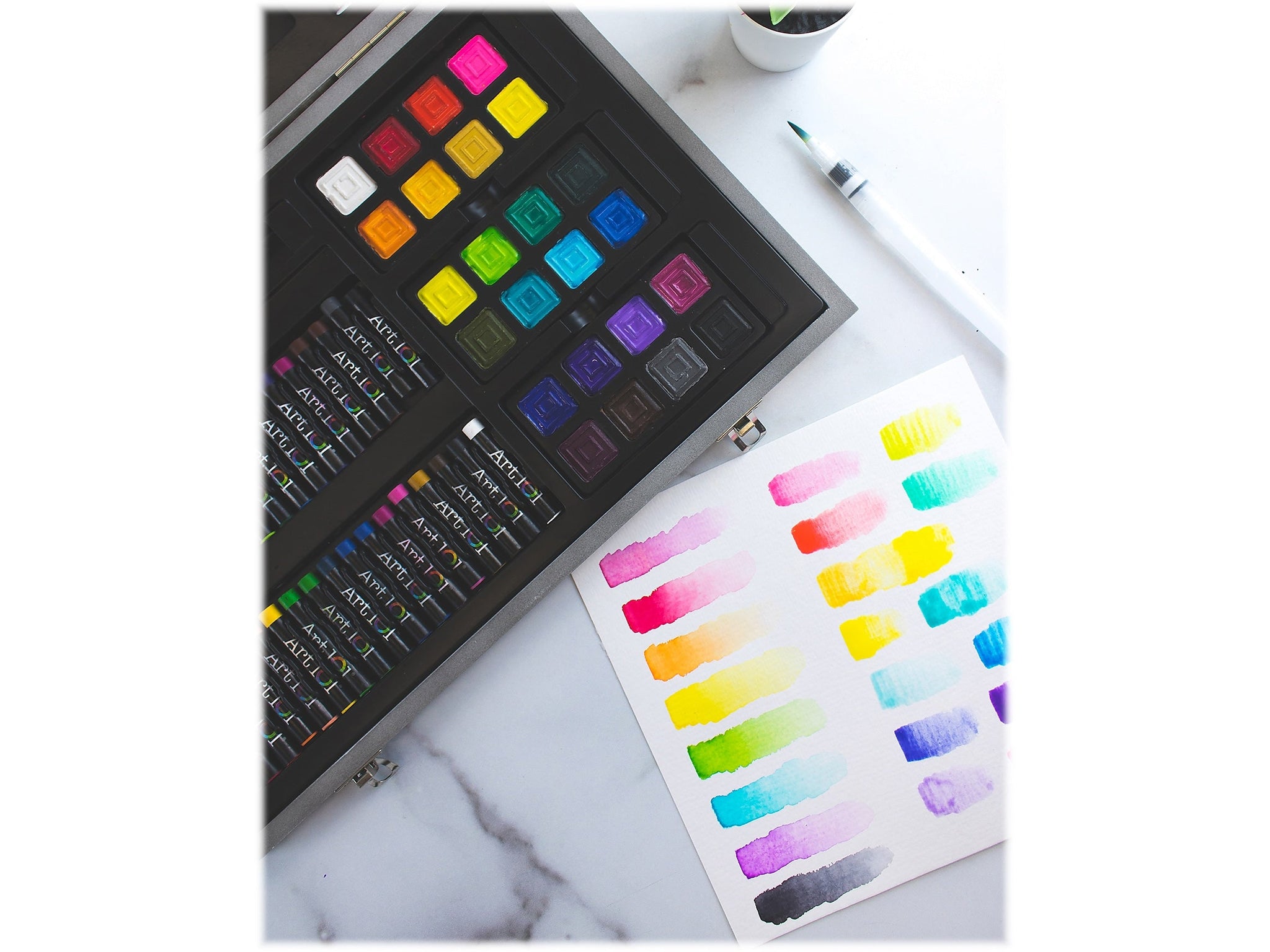 Art 101 Watercolor Draw and Sketch Drawing Kit, Assorted Colors, 88 Pieces