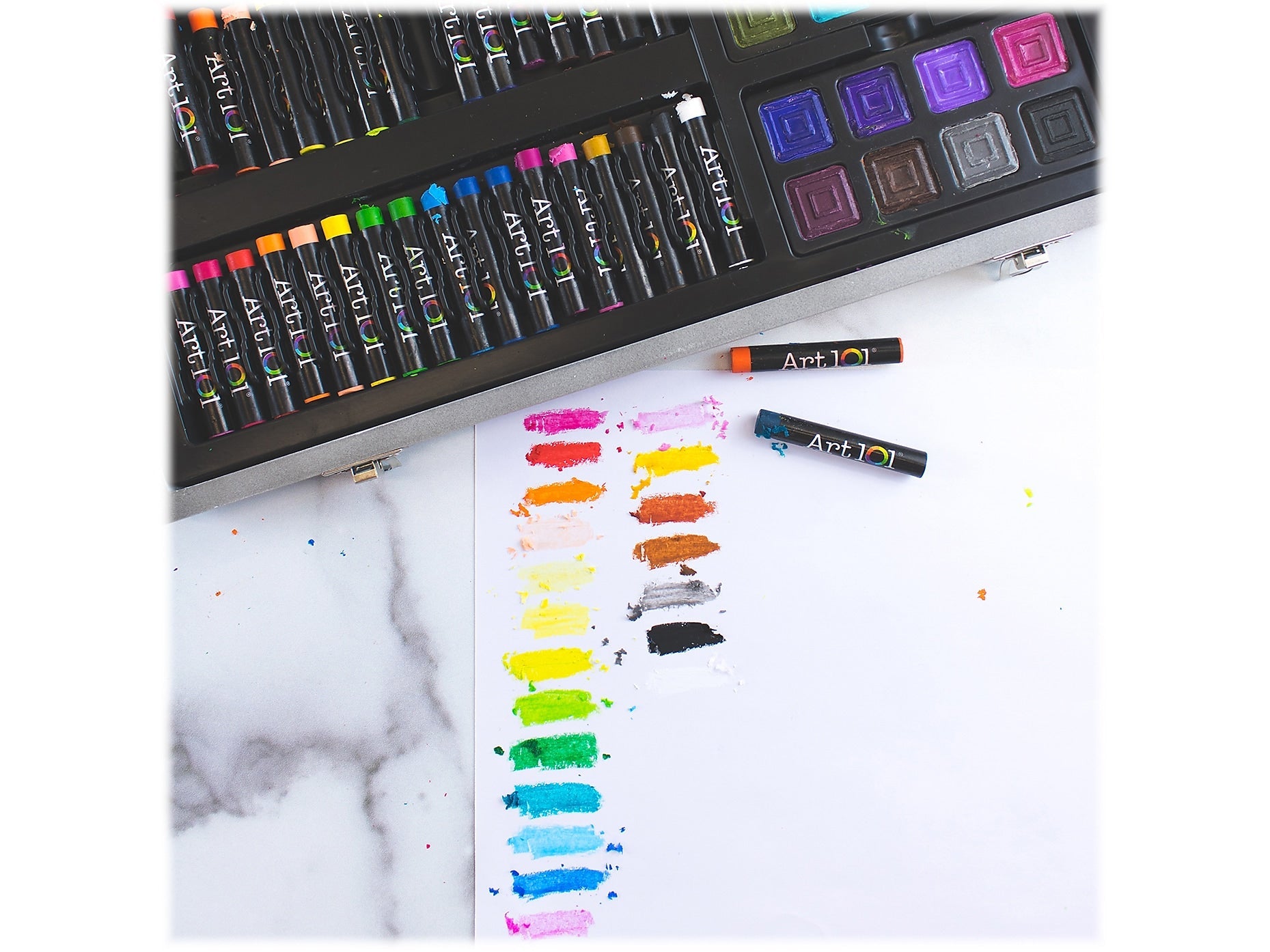 Art 101 Watercolor Draw and Sketch Drawing Kit, Assorted Colors, 88 Pieces