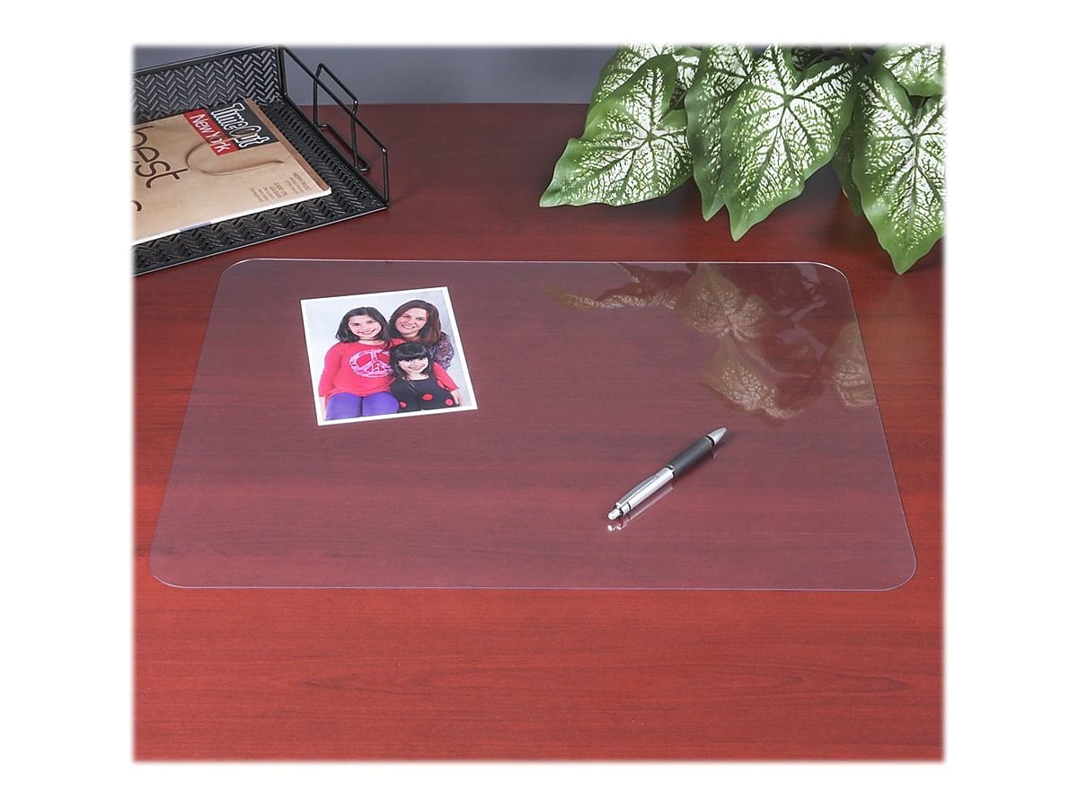 Artistic Krystal View Anti-Slip Plastic Desk Pad, 20" x 36", Clear