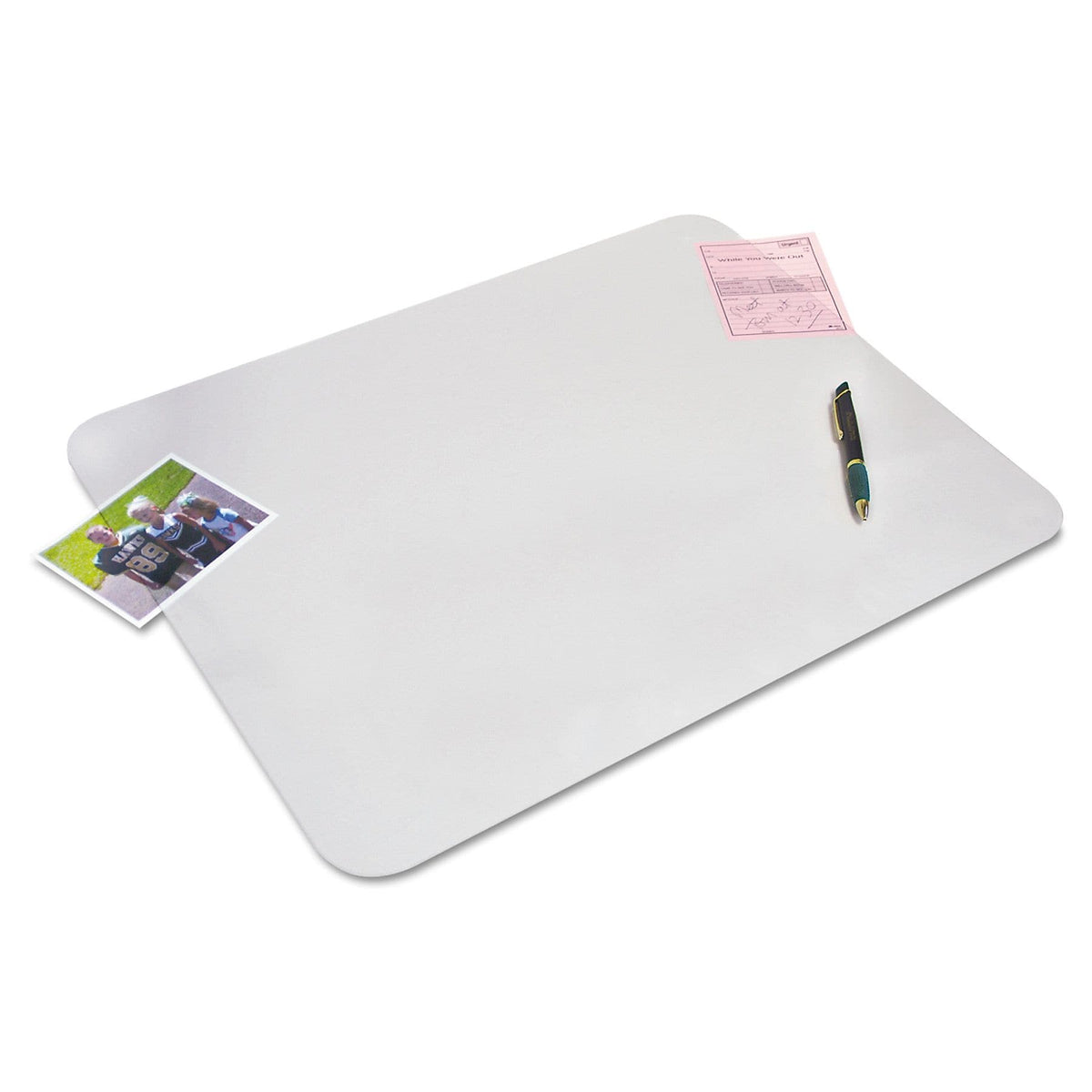 Artistic Krystal View Microban Vinyl Desk Pad, 12" x 17", Frosted White