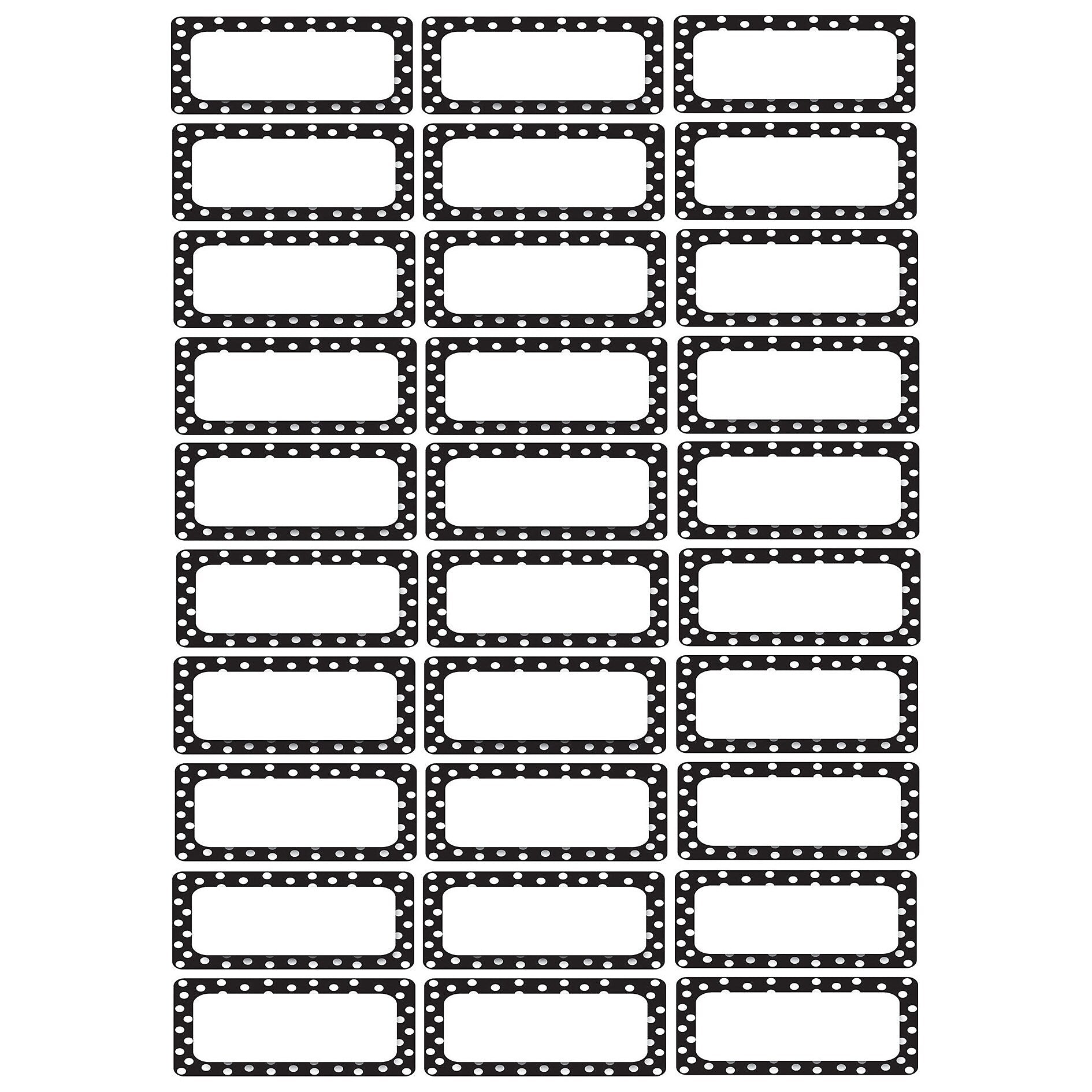 Ashley Productions Die-Cut Magnetic Black & White Dots Nameplates, 2.5