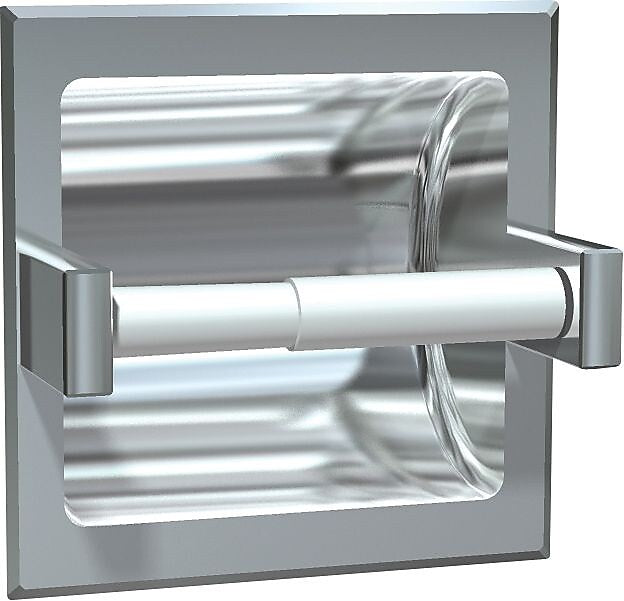 ASI® Recessed Toilet Tissue Holder, Single Roll, Bright Stainless Steel, 6 1/4