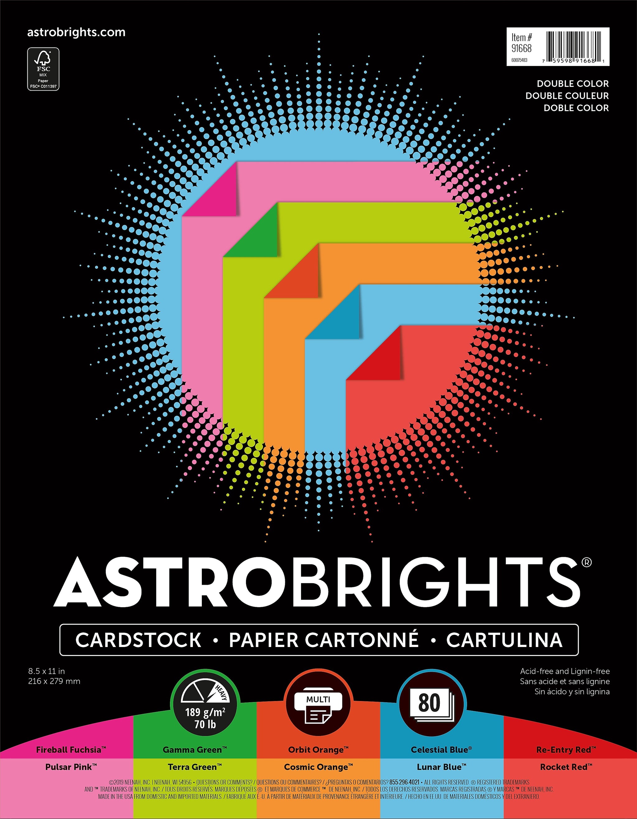 Astrobrights 70 lb. Cardstock Paper, 8.5
