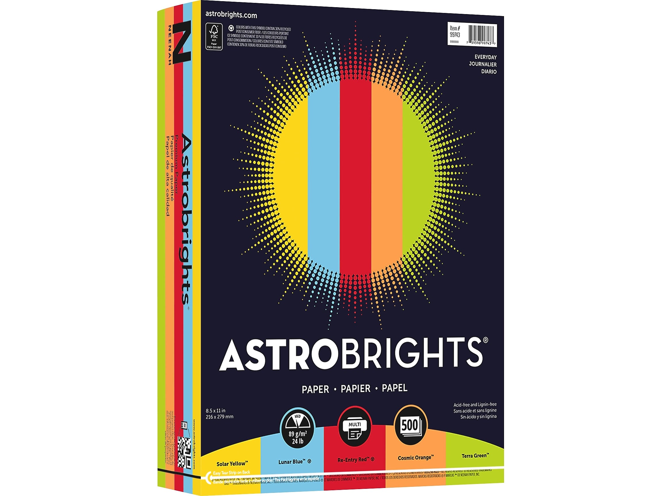 Astrobrights Colored Paper, 24 lbs., 8.5