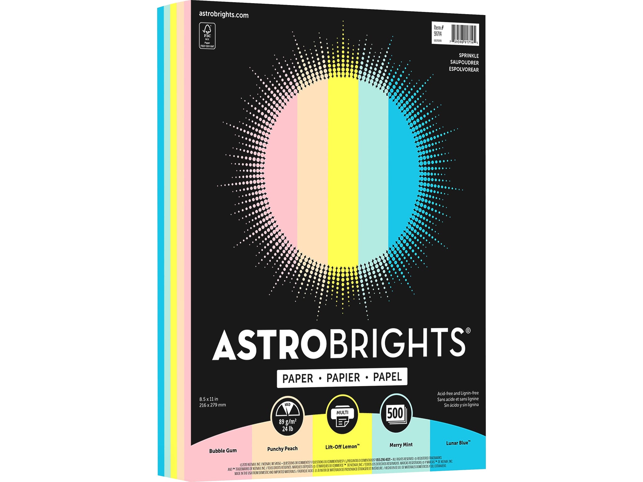 Astrobrights Colored Paper, 24 lbs., 8.5