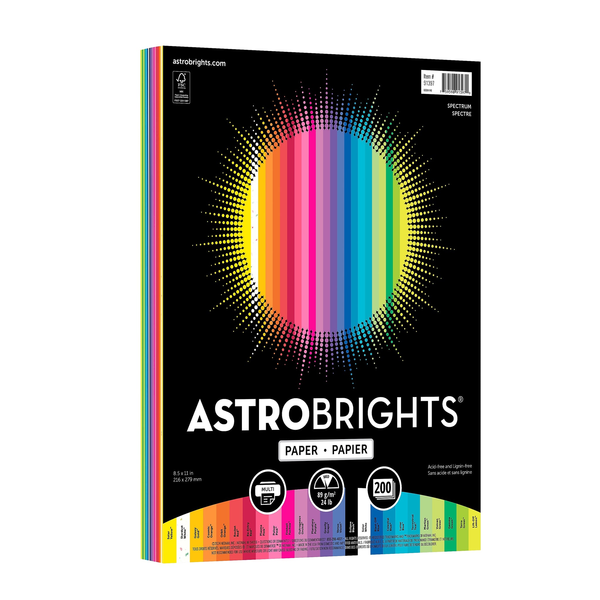 Astrobrights Colored Paper, 24 lbs., 8.5
