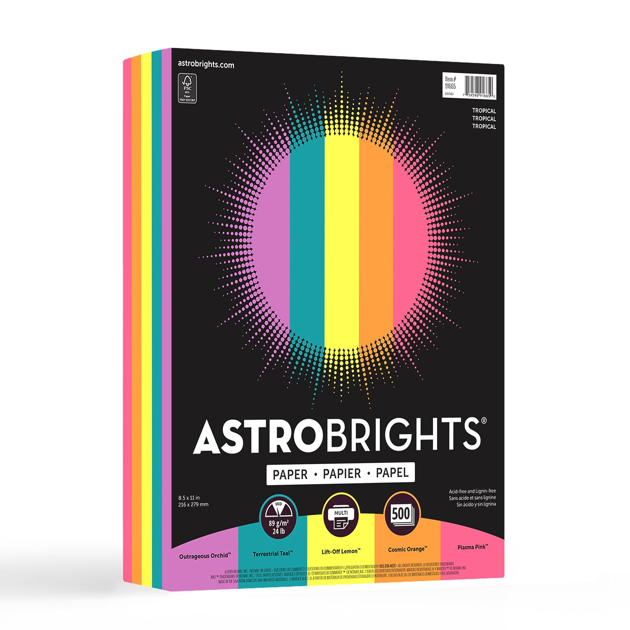 Astrobrights Colored Paper, 24 lbs., 8.5
