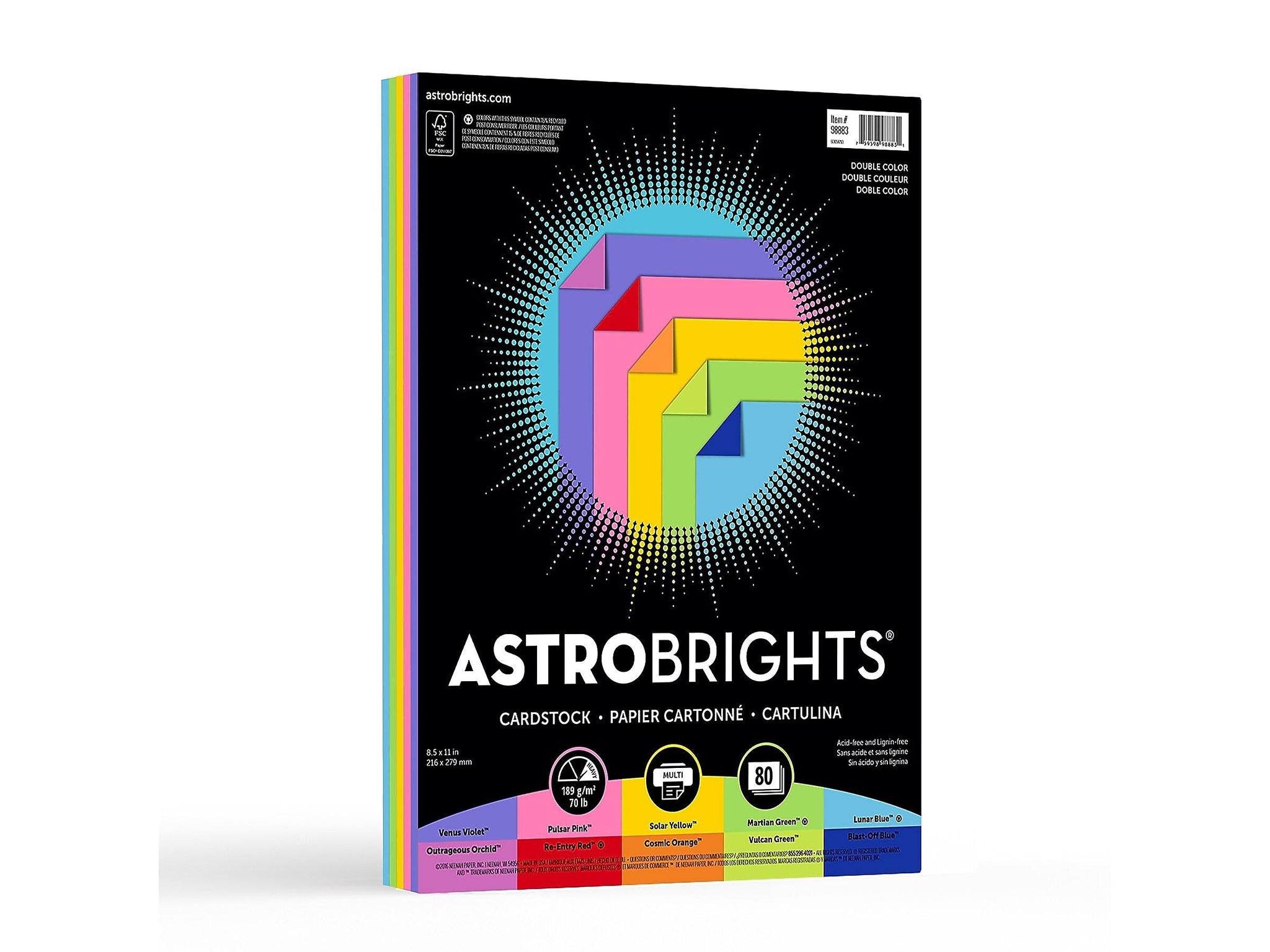 Astrobrights Double-Color 70 lb. Cardstock Paper, 8.5