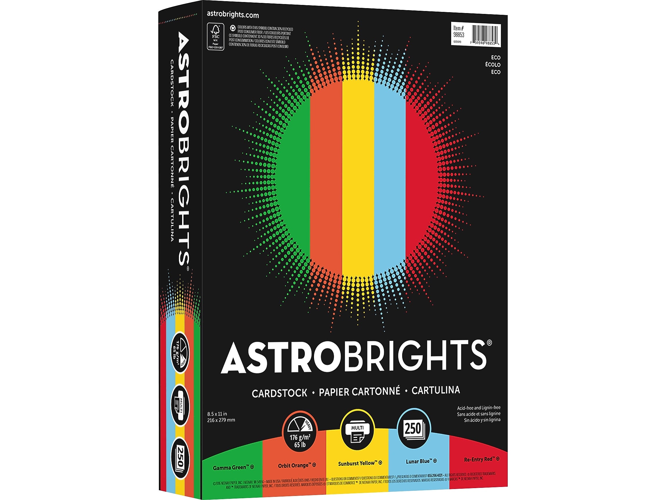 Astrobrights Eco 65 lb. Cardstock Paper, 8.5