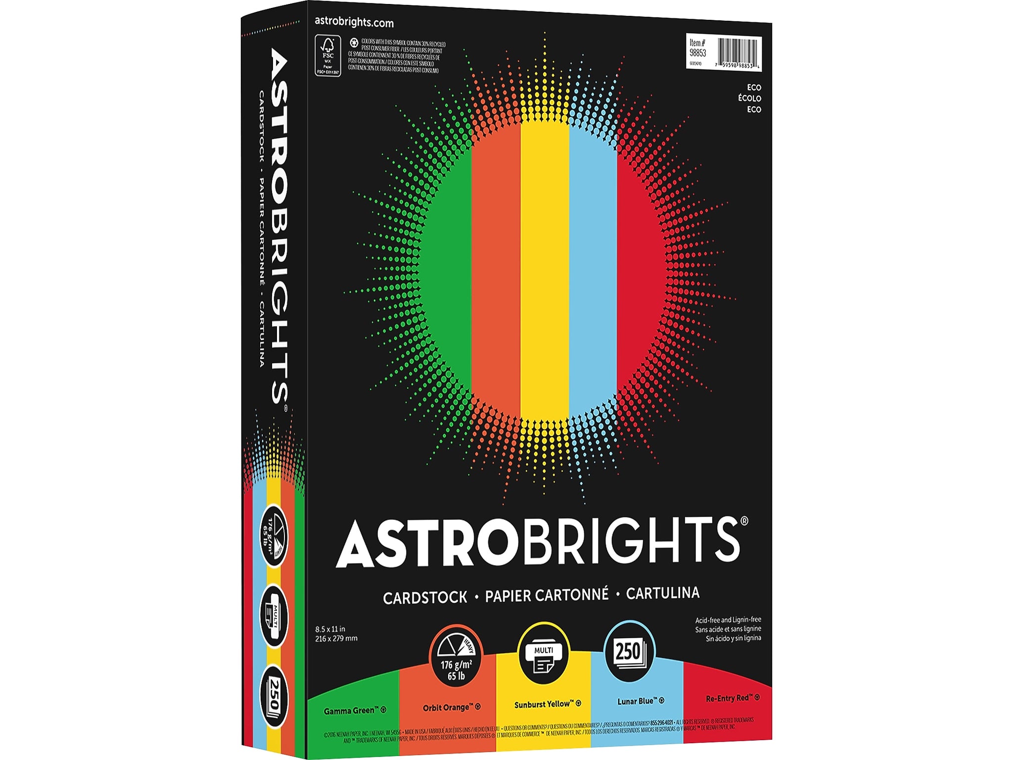 Astrobrights Eco 65 lb. Cardstock Paper, 8.5