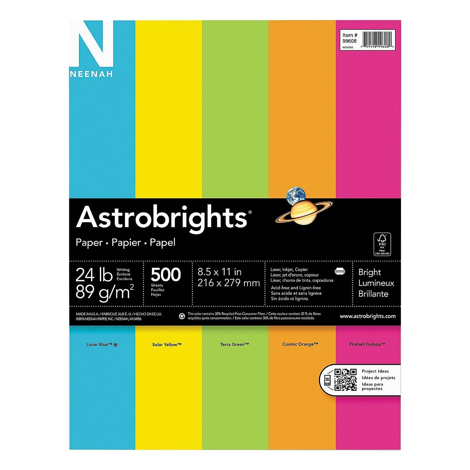 Astrobrights Neenah Colored Paper, 24 lbs., 8.5