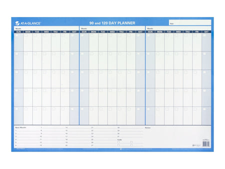 AT-A-GLANCE 90-120 Day 24"H x 36"W Dry Erase Monthly Wall Calendar, Reversible, Blue