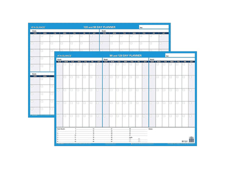 AT-A-GLANCE 90-120 Day 24"H x 36"W Dry Erase Monthly Wall Calendar, Reversible, Blue