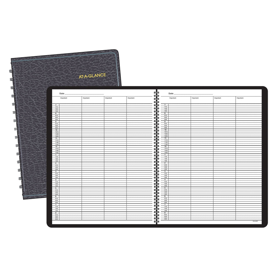 AT-A-GLANCE Four-Person Group 8.5" x 10.875" Daily Appointment Book, Black