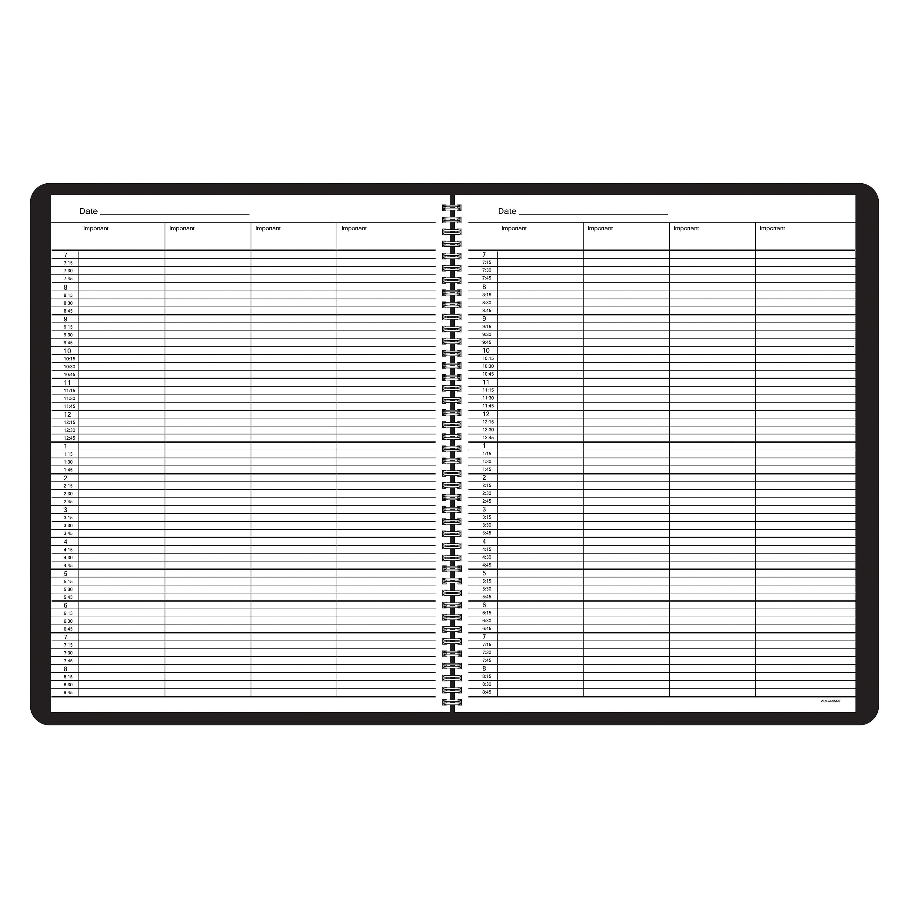 AT-A-GLANCE Four-Person Group 8.5" x 10.875" Daily Appointment Book, Black