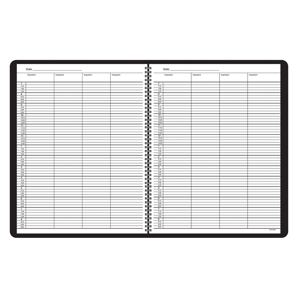 AT-A-GLANCE Four-Person Group 8.5" x 10.875" Daily Appointment Book, Black