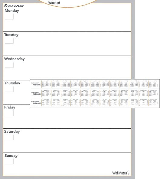 AT-A-GLANCE WallMates Standard Dry-Erase Planning Board, 24"H x 18"W