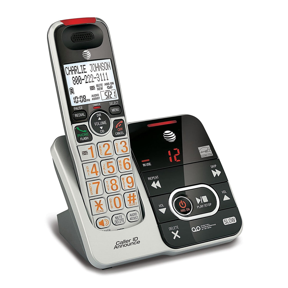 AT&T CRL32102 DECT 6.0 Cordless Telephone, Silver/Black