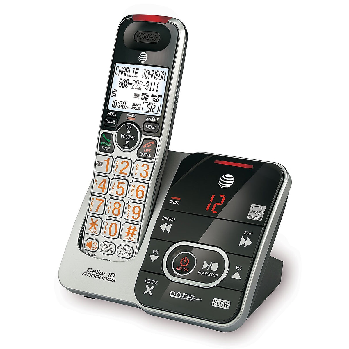 AT&T CRL32102 DECT 6.0 Cordless Telephone, Silver/Black