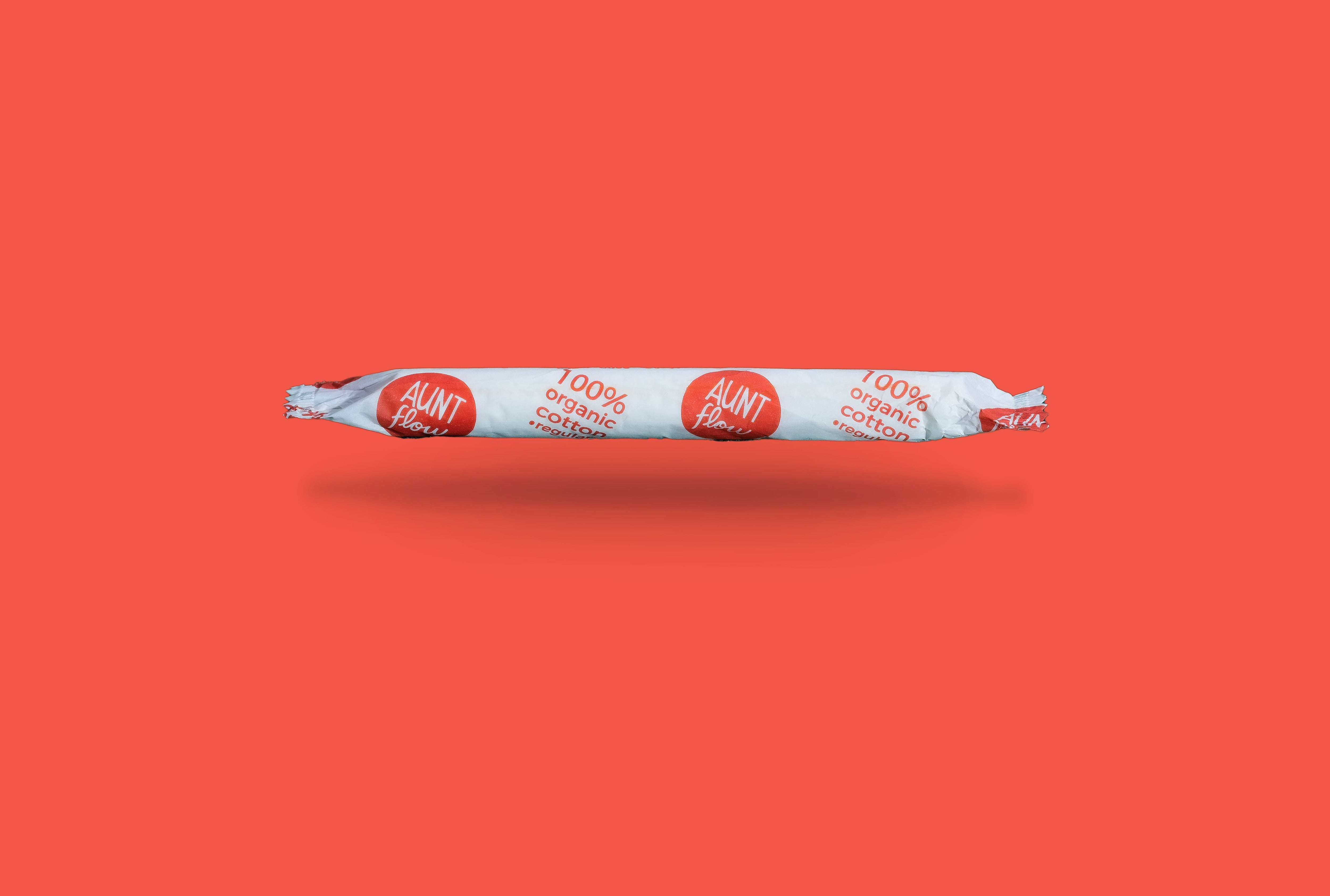 Aunt Flow 100% Organic Cotton Tampon with Applicator, Regular, 500/Carton
